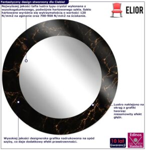 Okrągłe lustro w stylu glamour A6-A28 – nietuzinkowa rama, czarno-złoty, 70/80/100 cm