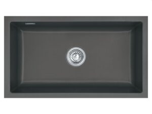 Systemceram Mera 80 U Schiefer – zlewozmywak ceramiczny, korek manualny, kolor szary, materiał gres porcelanowy