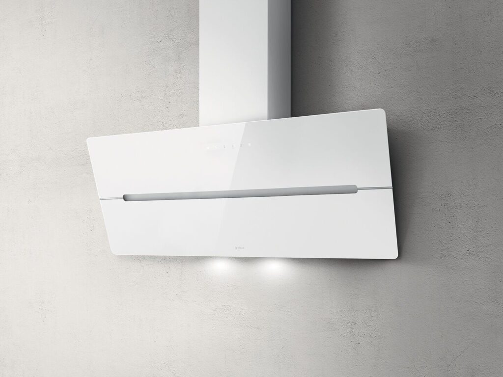Elica Okap przyścienny WISE WH/A/90 – minimalistyczny design, czarne szkło, białe szkło