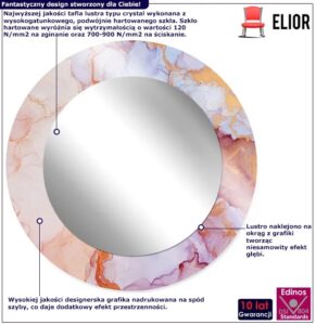 Okrągłe lustro w ozdobnej ramie R9-G91 – nietuzinkowy design, różowa ramka, 70 cm, 80 cm, 100 cm