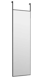 Czarne nowoczesne lustro wiszące na drzwi T6-M03 – aluminiowa rama, hartowane szkło, 40×100 cm