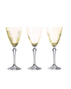 Crystal Julia Kieliszki do wina komplet 3 sztuk – eleganckie, kolor słomkowy, szkło crystalite