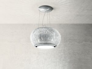 Elica Okap wyspowy INTERSTELLAR IX/F/65 – dekoracyjny, cichy, LED, stal inox, szkło czarne