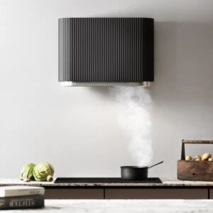 CIARKO Mono okap przyścienny 80 cm – inteligentne sterowanie gestami, regulowane oświetlenie LED, czarny