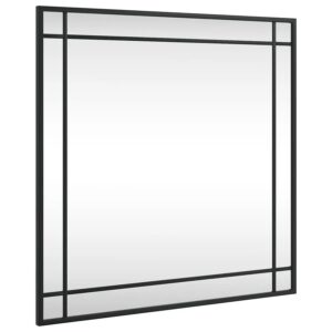 Kwadratowe lustro z czarną ramą w stylu loft E3-A92 – podwójnie hartowane szkło, czarny, 60×60 cm, metal