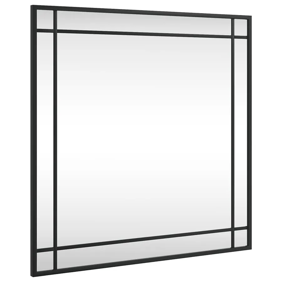 Kwadratowe lustro z czarną ramą w stylu loft E3-A92 – podwójnie hartowane szkło, czarny, 60×60 cm, metal