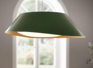 Falmec Vogue Isola 88 wyspowy okap kuchenny – filtr przeciwtłuszczowy, oświetlenie LED, zielony