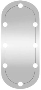 Ścienne lustro owalne z żarówkami LED – 45×100 cm, srebrne, szkło