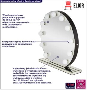 Okrągłe lustro z oświetleniem LED K1-L33 – nowoczesny design, srebrny, 70 cm