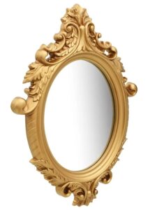 Owalne Złote Lustro W Stylu Glamour L6-B99 – eleganckie obramowanie, drewno mango, złoty kolor, 56×76 cm