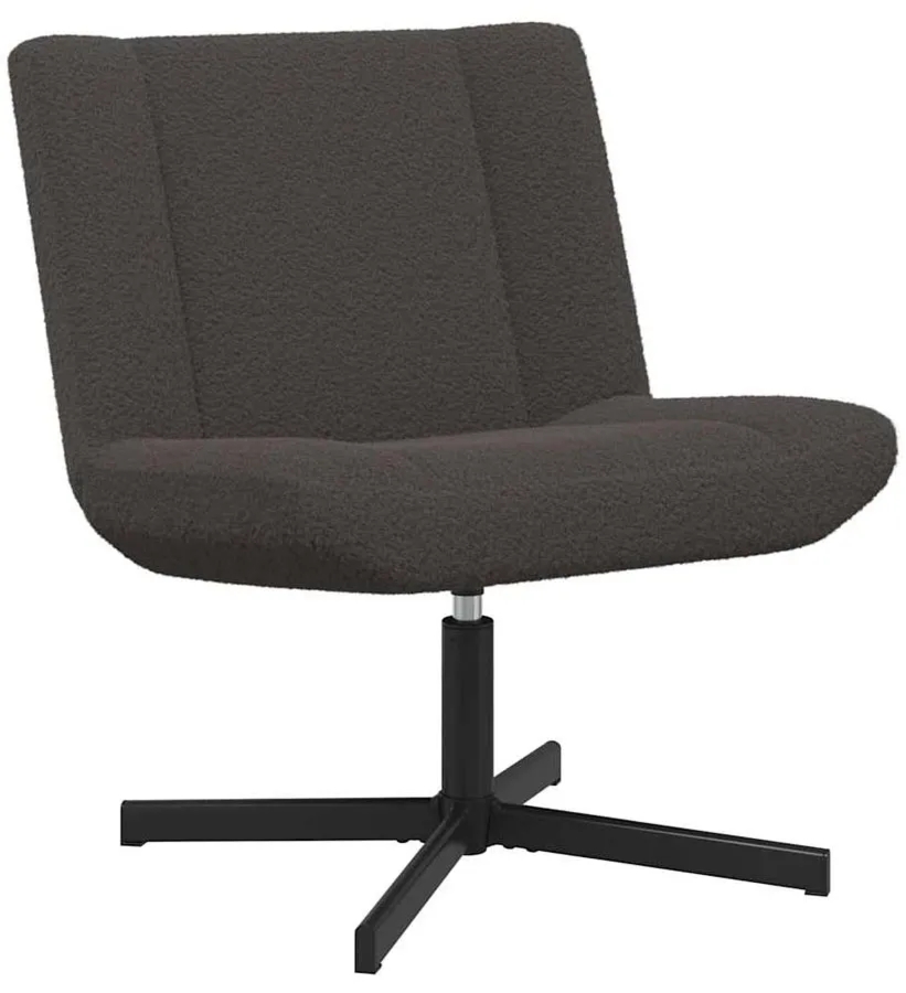 Ciemnoszary tapicerowany fotel obrotowy Wirl – ergonomiczne siedzisko, rotacja 360°, kompaktowe wymiary