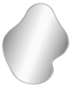 Asymetryczne srebrne lustro wiszące 50×40 cm – minimalistyczny design, podwójnie hartowane szkło, wysoka wytrzymałość