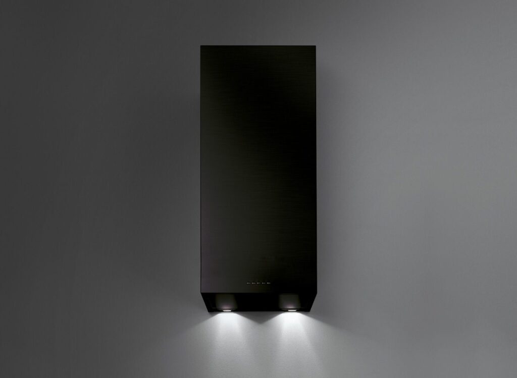 FALMEC Mira Black Isola 40 – wyciąg szczelinowy, 800 m³/h, stal lakierowana czarna, LED
