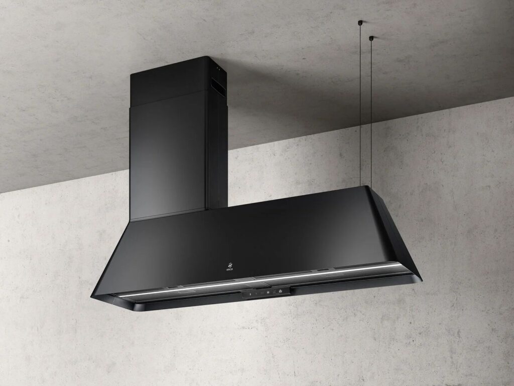 Elica Okap wyspowy Ikona Maxxi Pure BL MAT/F/120 – okap i oczyszczacz powietrza w jednym, czarny, 120 cm, stal nierdzewna