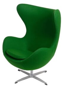 Zielony obrotowy fotel jajo wypoczynkowy – Arha 2, nowoczesny design, głęboki zagłówek, kaszmir