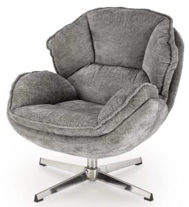 Fotel Laosa – ergonomiczna konstrukcja, popielaty, welwetowa tapicerka