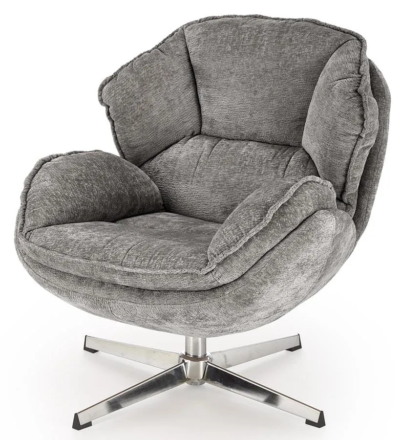 Fotel Laosa – ergonomiczna konstrukcja, popielaty, welwetowa tapicerka
