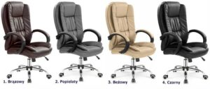 Szary Fotel Skórzany Obrotowy B3-R14 – mechanizm Tilt Plus, ekologiczna skóra