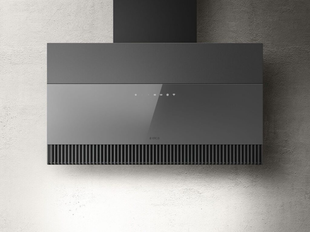 Elica Okap przyścienny SUPER PLAT GR/F/80 – minimalistyczny design, czarne i szare szkło