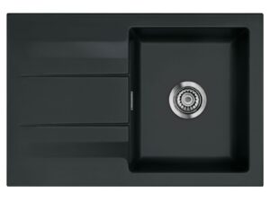Systemceram Genea 75 Nigra – zlewozmywak ceramiczny, korek manualny, kolor czarny, 750×510 mm