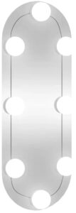 Nowoczesne owalne lustro wiszące LED – ciepłe i zimne światło, srebrne, 15×40 cm