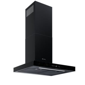 Okap GLOBALO LONATIO 60.1 BLACK – nowoczesny design, czarny, stal i szkło
