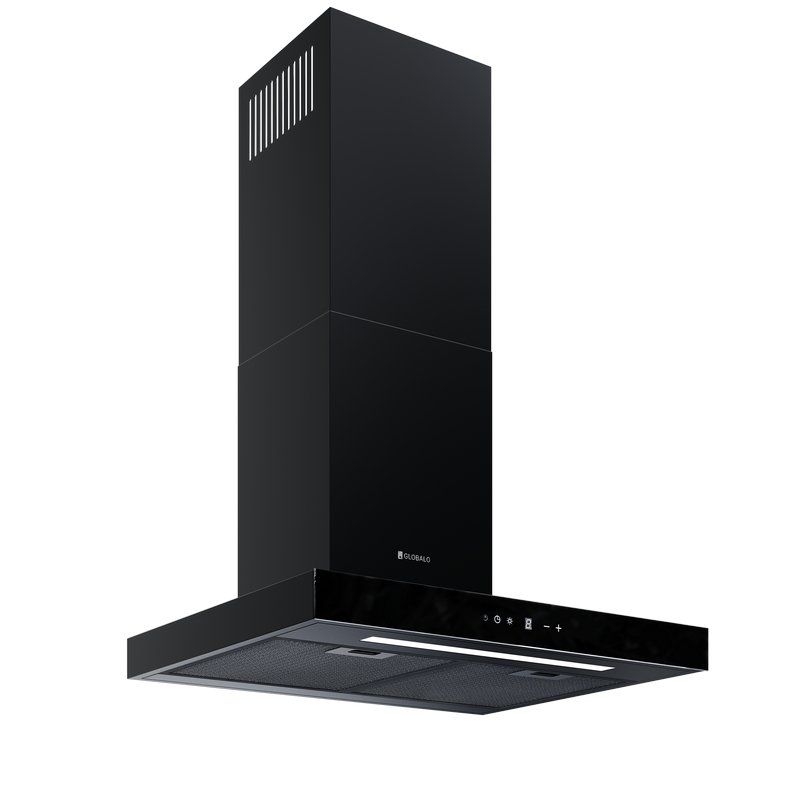 Okap GLOBALO LONATIO 60.1 BLACK – nowoczesny design, czarny, stal i szkło