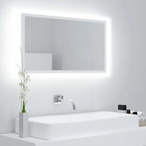 Wiszące Lustro Led W Białej Ramie F6-S16 – RGB, 80 x 8,5 x 37 cm, akryl