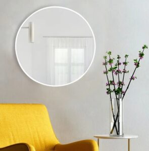 Białe nowoczesne okrągłe lustro T2-W88 – elegancka cienka rama, najwyższej jakości lustro crystal, 6 rozmiarów