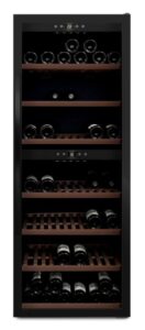 MQUVEE SW-126B WineExpert 126 Winiarka Wolnostojąca Fullglass Black – 2 strefy temperaturowe, czarne szkło, drewno