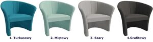 Miętowy tapicerowany fotel wypoczynkowy do salonu D2-E16 – nowoczesny, elegancki, komfortowy
