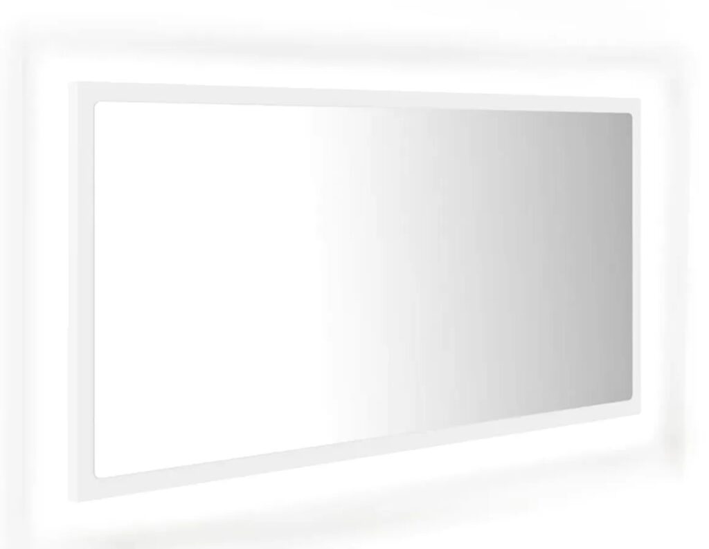 Prostokątne wiszące lustro białe LED K7-G85 – oświetlenie RGB, akryl, 100 x 8,5 x 37 cm