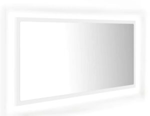 Prostokątne wiszące lustro białe LED K7-G85 – oświetlenie RGB, akryl, 100 x 8,5 x 37 cm