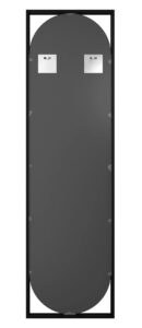 Czarne nowoczesne lustro ścienne E2-C15 – elegancka prostokątna rama, owalna tafla, 148 cm x 60 cm, szkło hartowane