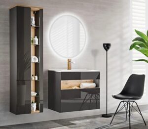 Okrągłe wiszące lustro łazienkowe 2S 60 cm – oświetlenie LED, srebrne, podwójnie hartowane szkło