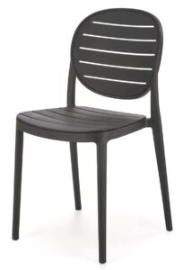 Czarne nowoczesne krzesło sztaplowane – ergonomiczne, skandynawski styl, polipropylen, 120cm