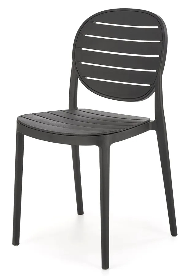 Czarne nowoczesne krzesło sztaplowane – ergonomiczne, skandynawski styl, polipropylen, 120cm