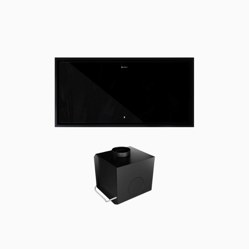 OKAP GLOBALO NOVELTI 100.1 BLACK – wydajność 635 m3/h, hartowane szkło, stal malowana na czarno