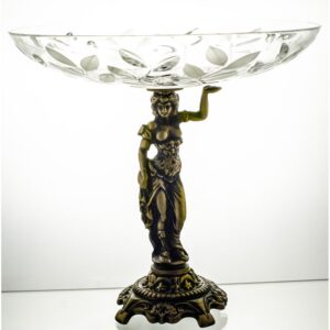 Crystal Julia Owocarka talerz na ciasto owoce z mosiądzem – wysoka jakość, elegancki design, szkło kryształowe