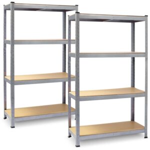 Regał metalowy magazynowy Plonos – 5 półek, srebrny, 75x30x150 cm