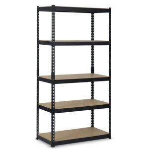 Regał metalowy magazynowy – funkcjonalny i stabilny, czarny, 90x45x183 cm