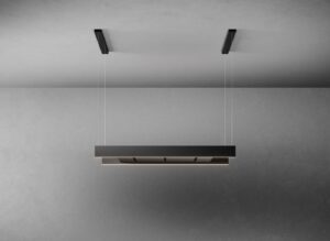 FALMEC Light Isola 120 – wyspowy okap kuchenny, czarny matowy, stal lakierowana, filtr metalowy