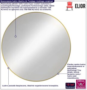 Złote Okrągłe Lustro W Stylu Nowoczesnym – najwyższej jakości lustro crystal, okrągłe, złota ramka