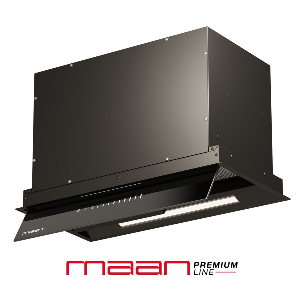 MAAN Hyperion Slider Silent 60 – wkład okapu, wydajność 225-740 m3/h, głośność 46-73 dB, czarny, stal lakierowana/szkło