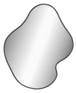 Czarne asymetryczne lustro nowoczesne 60×50 cm – minimalistyczny design, podwójnie hartowane szkło
