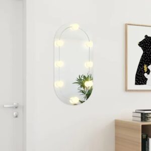 Stylowe owalne lustro z oświetleniem LED – nowoczesny design, srebrny, 80×40 cm, szkło