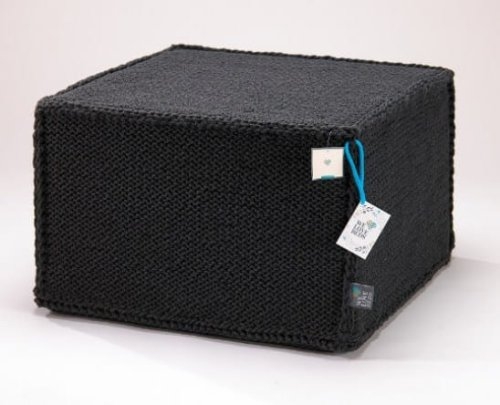 Puf do siedzenia Comfortable Flat graphite – ręcznie robiony, wygodny, elastyczny, 60x60x35 cm, bawełna