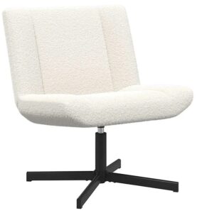 Kremowy fotel obrotowy do salonu – ergonomiczne wsparcie, nowoczesny design, 63x75x76 cm, stal, tkanina poliestrowa