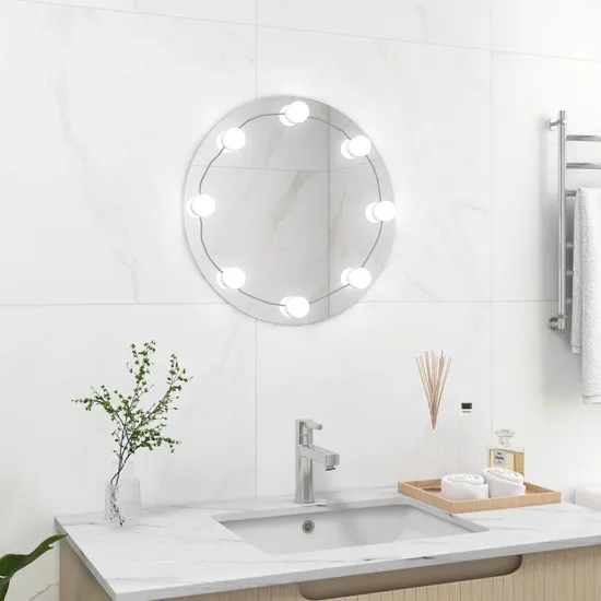 Ścienne okrągłe lustro LED 50cm G6-W49 – ciepłe i zimne światło, srebrne, szkło, aluminium
