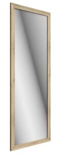 Prostokątne lustro ścienne Elior – minimalistyczny design, jasne drewno, 127 cm x 47 cm